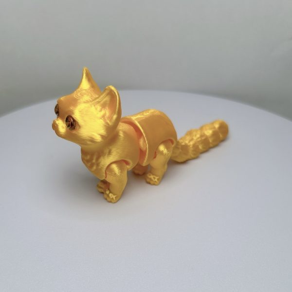 Фигурка котёнок 3D 12см Золотой